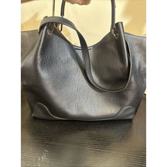 SANDRA ROBERTS SQUARED Leather Black Shoulder Bag - Picture 8 of 10